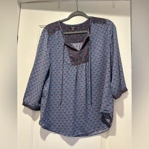 Women's Blue Patterned Top